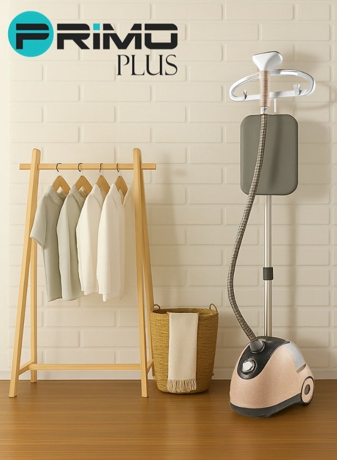 PRIMO PLUS 2-In-1 Professional Garment Steam Iron – Vertical & Flat Professional Steam Iron For Clothes, Designed For Both Vertical Steaming And Flat Ironing. Equipped With 2000W Power, A Large 1.8L Water Tank, Fast Heating System, And Continuous Strong Steam Output To Efficiently Remove Wrinkles From All Types Of Fabrics - Image 1